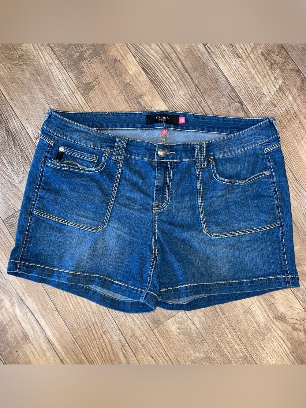 torrid Blue Denim Shortie Shorts